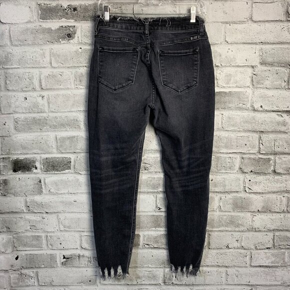 KanCan Ankle Fray Washed Faded Black Mid Rise Ankle Jeans - Picture 4 of 10